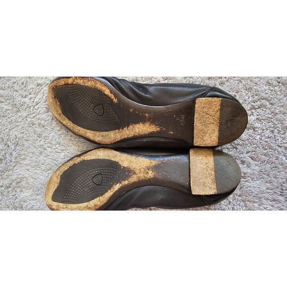 AGL Attilio Giusti Leombruni Black Patent Leather Cap Toe Ballet Flats Gold 39.5 - Picture 5 of 7